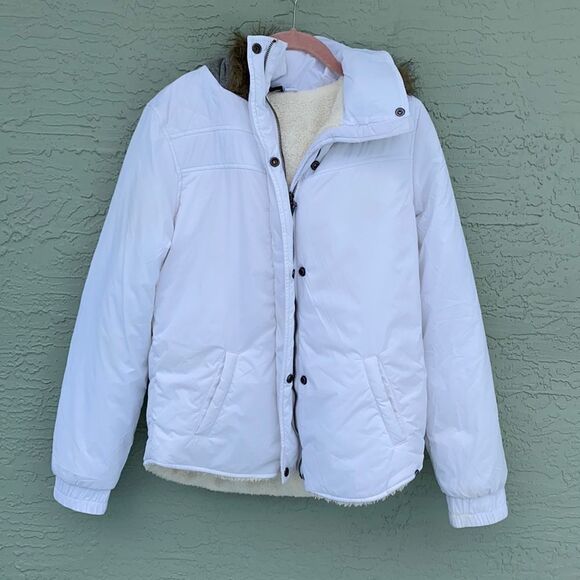ROXY White Snow Puffer Hooded Jacket Sz M - Picture 4 of 16